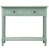 Console Table Traditional Design with Two Drawers and Bottom Shelf Acacia Mangium (Retro blue)
