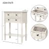 Narrow Console Table, Slim Sofa Table with Three Storage Drawers and Bottom Shelf (Ivory White)