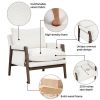 Mid-Century Modern Velvet Chair,Leisure Chair with Solid Wood and Thick Seat Cushion for Living Room,Bedroom,Studio,White
