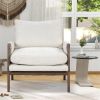 Mid-Century Modern Velvet Chair,Leisure Chair with Solid Wood and Thick Seat Cushion for Living Room,Bedroom,Studio,White