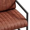 Modern Fashion PU Leather Feature Armchair with Metal Frame Extra-Thick Padded Backrest and Seat Cushion, for Living Room,Bedroom, Office, Studio, Bro